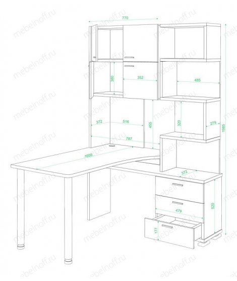 Стол компьютерный Латте СР-500М-160 белый жемчуг/слива/хром