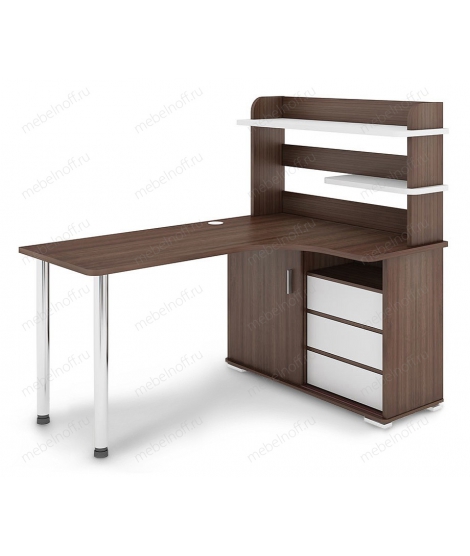 Стол компьютерный СР-145М белый жемчуг/хром/шамони