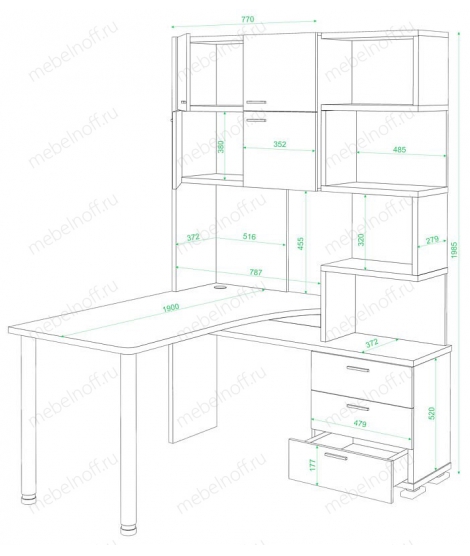 Стол компьютерный Домино Нельсон СР-500М/190 белый жемчуг/нельсон/хром