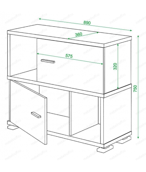 Тумба комбинированная Домино СБ-30/2 карамельный