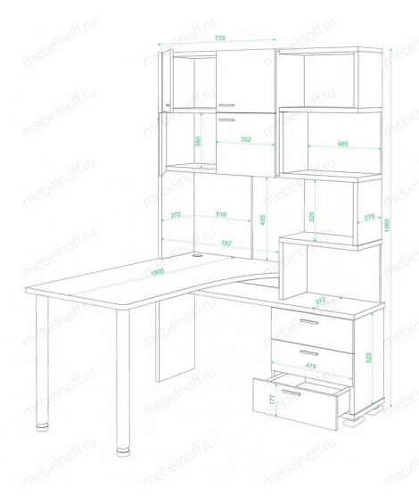 Стол компьютерный Домино нельсон СР-500М190 белый/нельсон/хром