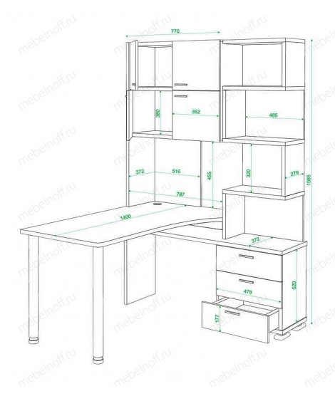 Стол компьютерный Латте СР-500М140 белый/хром
