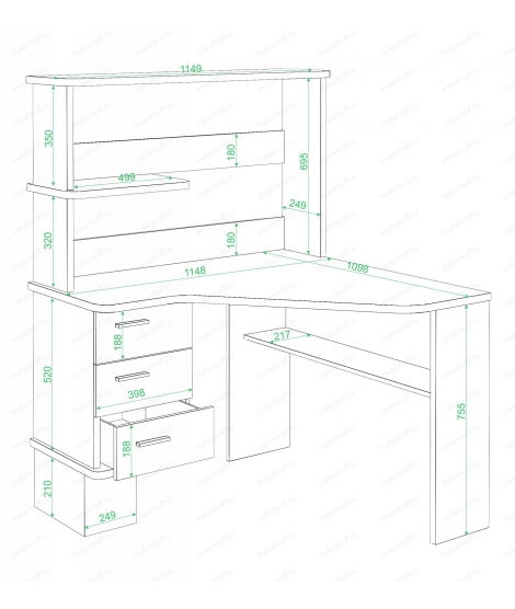 Стол компьютерный Домино нельсон СД-45 белый жемчуг/нельсон
