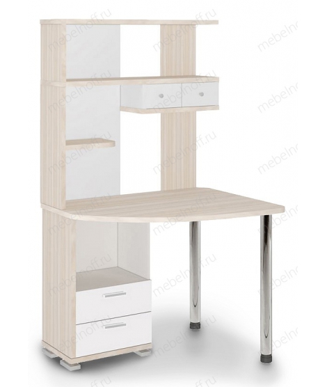 Стол компьютерный СК-20 белый жемчуг/карамель/хром