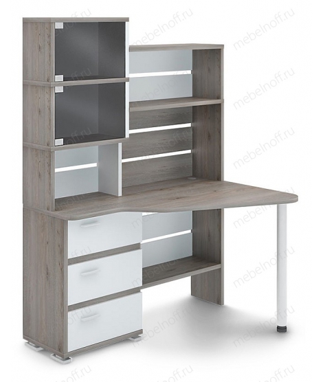 Стол компьютерный СР-322 белый жемчуг/нельсон/хром