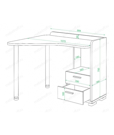 Стол письменный Домино СКМ-55 белый/венге/хром