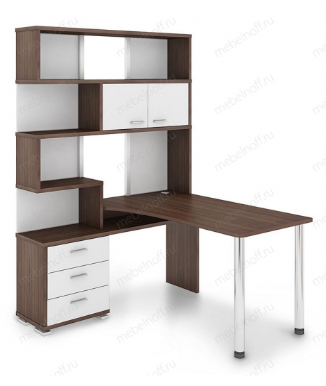 Стол компьютерный СР-420/130 белый жемчуг/хром/шамони