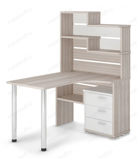 Стол СР-132 белый жемчуг/карамель/хром