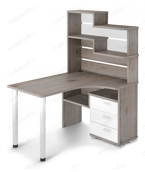 Стол компьютерный Домино СР-132 белый жемчуг/нельсон/хром