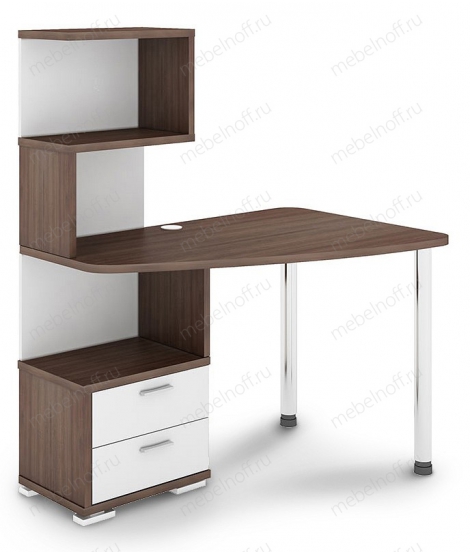 Стол компьютерный СКМ-60 белый жемчуг/хром/шамони