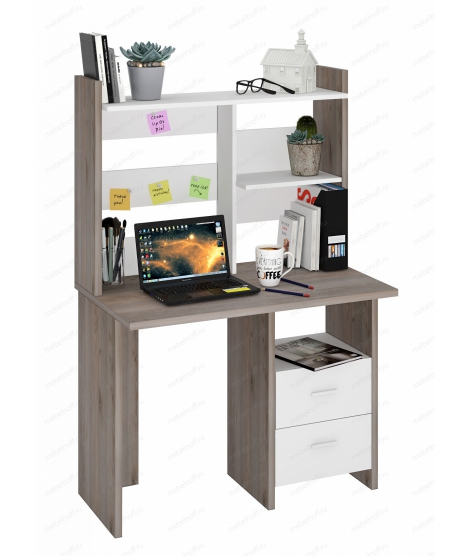 Стол компьютерный Домино Лайт СКЛ-Прям100+НКЛ-100 белый/нельсон