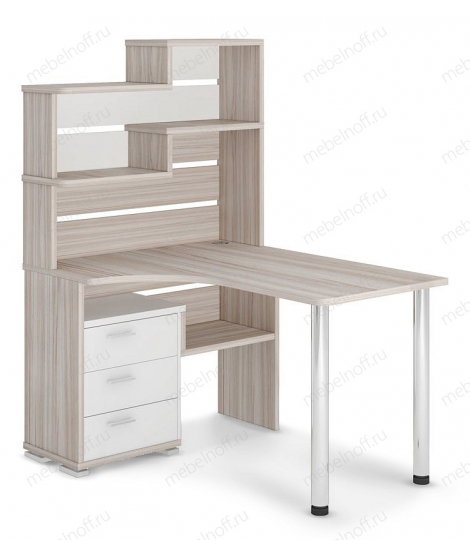 Стол компьютерный СР-132 белый жемчуг/карамель/хром