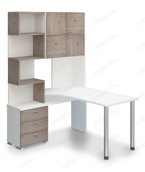 Стол компьютерный Домино Нельсон СР-500М/160 белый жемчуг/нельсон/хром