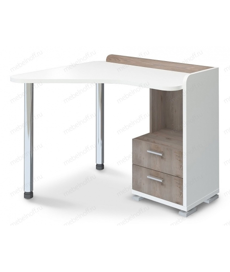 Стол письменный Домино нельсон СКМ-55 белый жемчуг/нельсон/хром