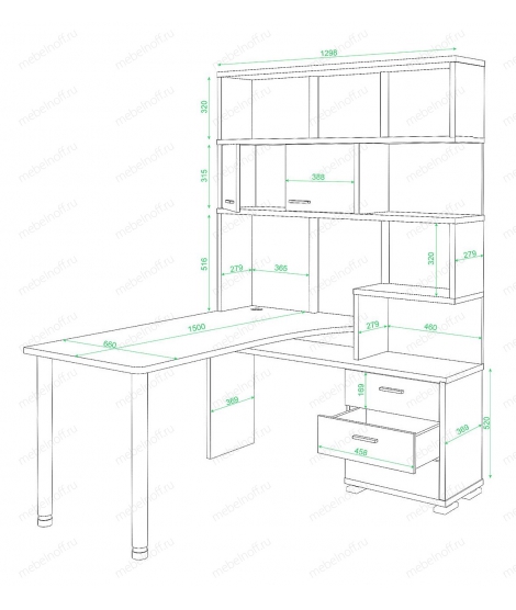 Стол компьютерный Домино нельсон СР-420-150 белый жемчуг/нельсон/хром