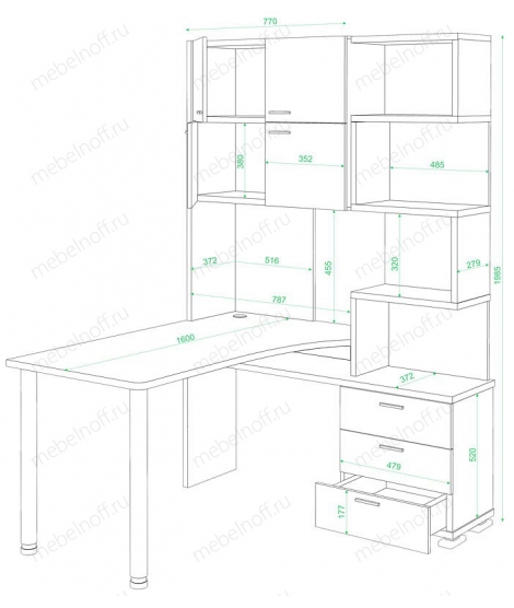 Стол компьютерный Домино Нельсон СР-500М/160 белый жемчуг/нельсон/хром