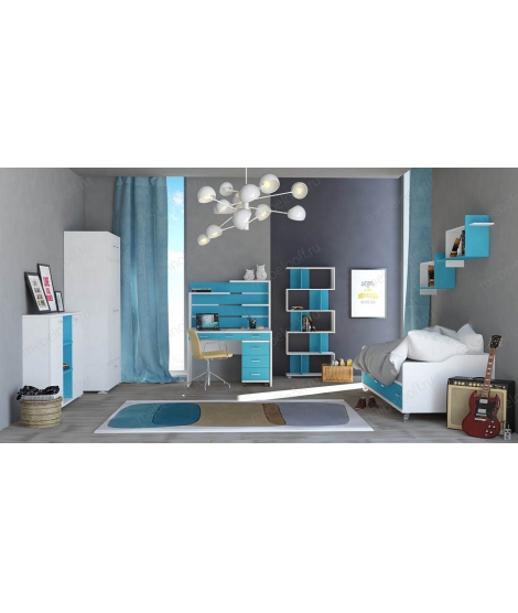 Тумбочка Домино нельсон ТС-2 белый жемчуг/синий мрамор