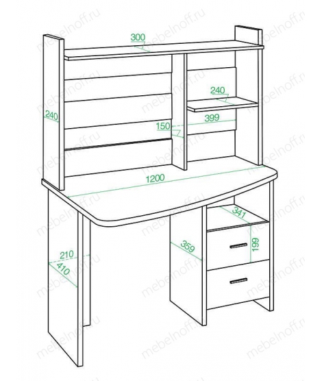 Стол компьютерный Домино Лайт СКЛ-Крл 120+НКЛ-120 белый