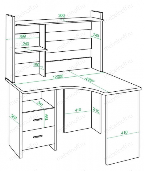 Стол компьютерный Домино Лайт СКЛ-Угл120+НКЛ-120 венге/карамель