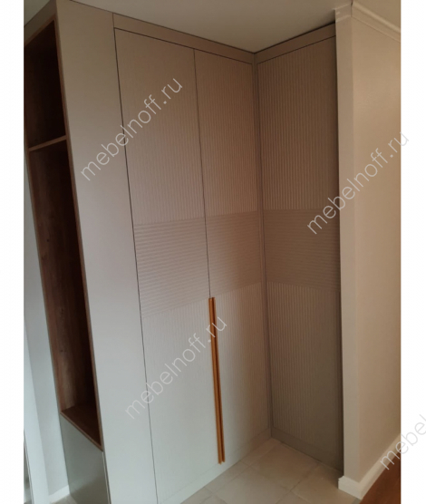 Шкаф угловой из мдф в серой эмали