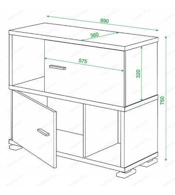 Тумба комбинированная Домино СБ-30/2 венге