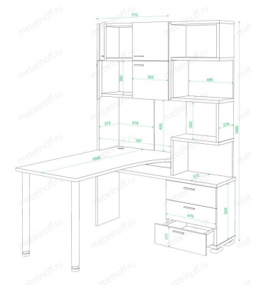 Стол компьютерный Латте СР-500М-160 белый жемчуг/слива/хром