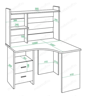 Стол компьютерный Домино Лайт СКЛ-Угл120+НКЛ-120 белый
