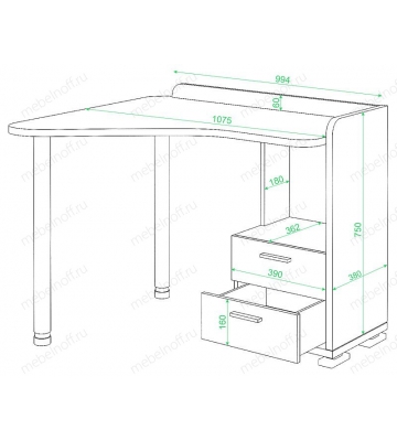 Стол письменный СКМ-55 белый жемчуг/хром