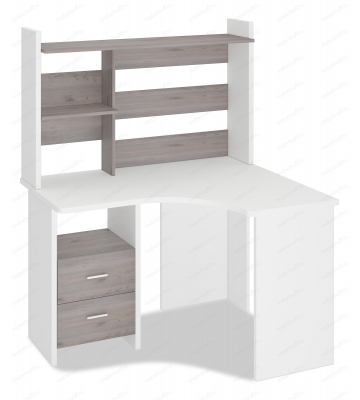 Стол компьютерный Домино Лайт СКЛ-Угл120+НКЛ-120 белый/нельсон