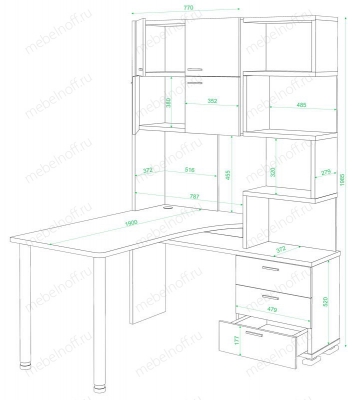 Стол компьютерный Домино Нельсон СР-500М/190 белый жемчуг/нельсон/хром