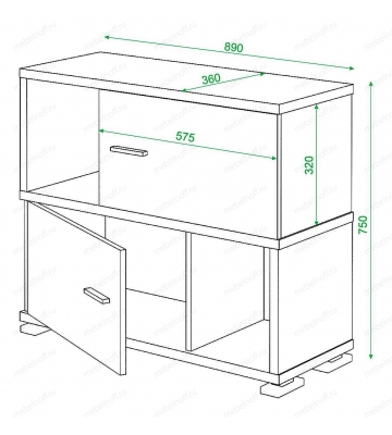 Тумба комбинированная Домино СБ-30/2 карамельный