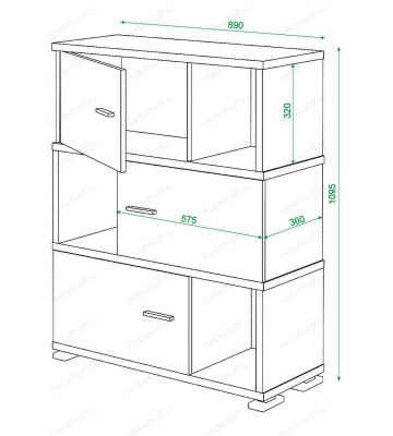 Тумба комбинированная Домино СБ-30/3 венге/карамельный