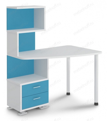 Стол компьютерный Домино нельсон СКМ-60 белый жемчуг/синий мрамор/хром