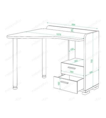 Стол письменный Домино СКМ-55 белый/венге/хром