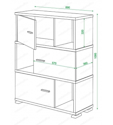 Тумба комбинированная Домино СБ-30/3 венге