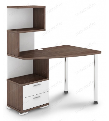 Стол компьютерный СКМ-60 белый жемчуг/хром/шамони