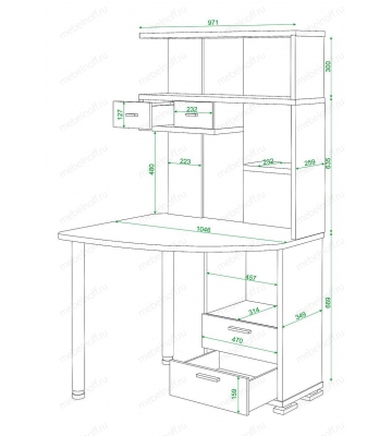 Стол компьютерный Домино нельсон СК-20 белый жемчуг/нельсон/хром