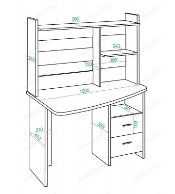 Стол компьютерный Домино Лайт СКЛ-Крл 120+НКЛ-120 белый/нельсон