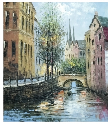 Картина "Городская река"