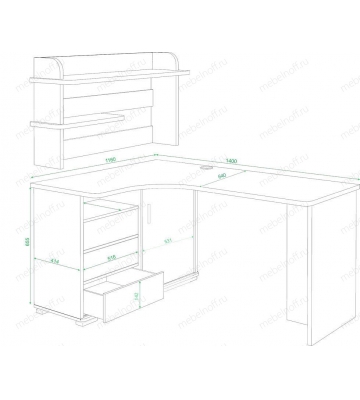 Стол компьютерный Домино СР-145 белый жемчуг/карамель