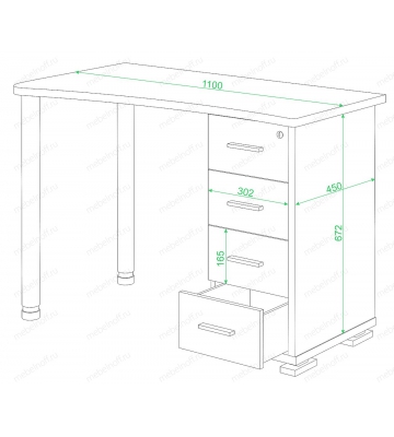 Стол письменный СКМ-50 белый жемчуг/хром