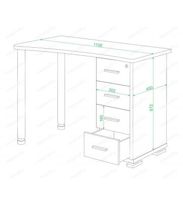 Стол письменный Домино СКМ-50 белый/хром