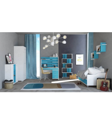 Тумбочка Домино нельсон ТС-2 белый жемчуг/синий мрамор