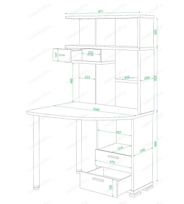 Стол компьютерный СК-20 белый жемчуг/карамель/хром