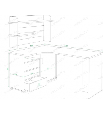 Стол компьютерный СР-145 белый жемчуг/шамони
